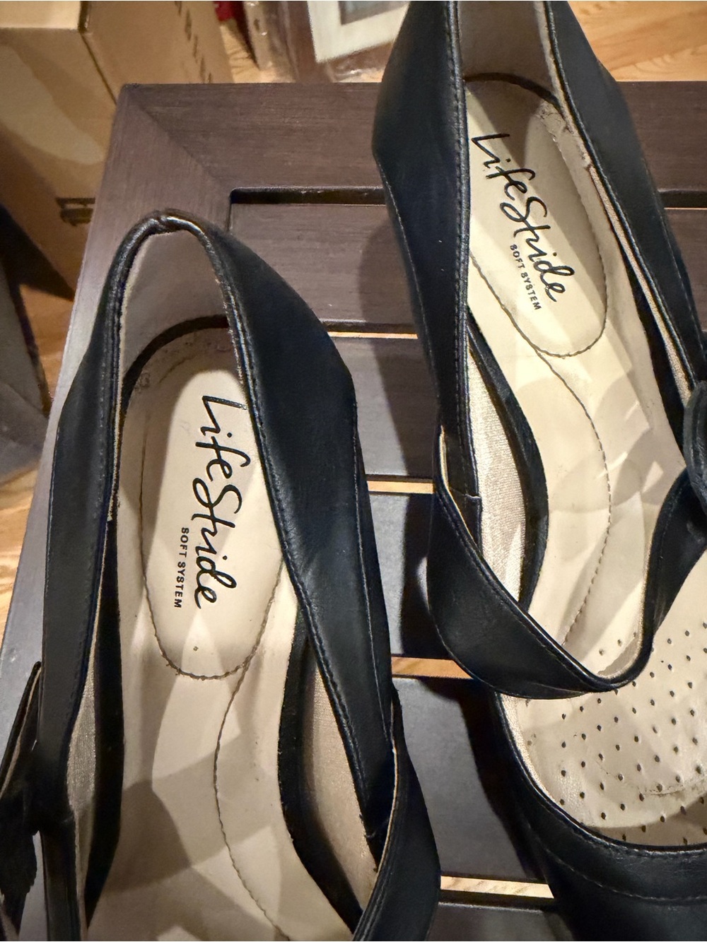 Black Mary Jane Leather Pumps - Picture 3 of 3